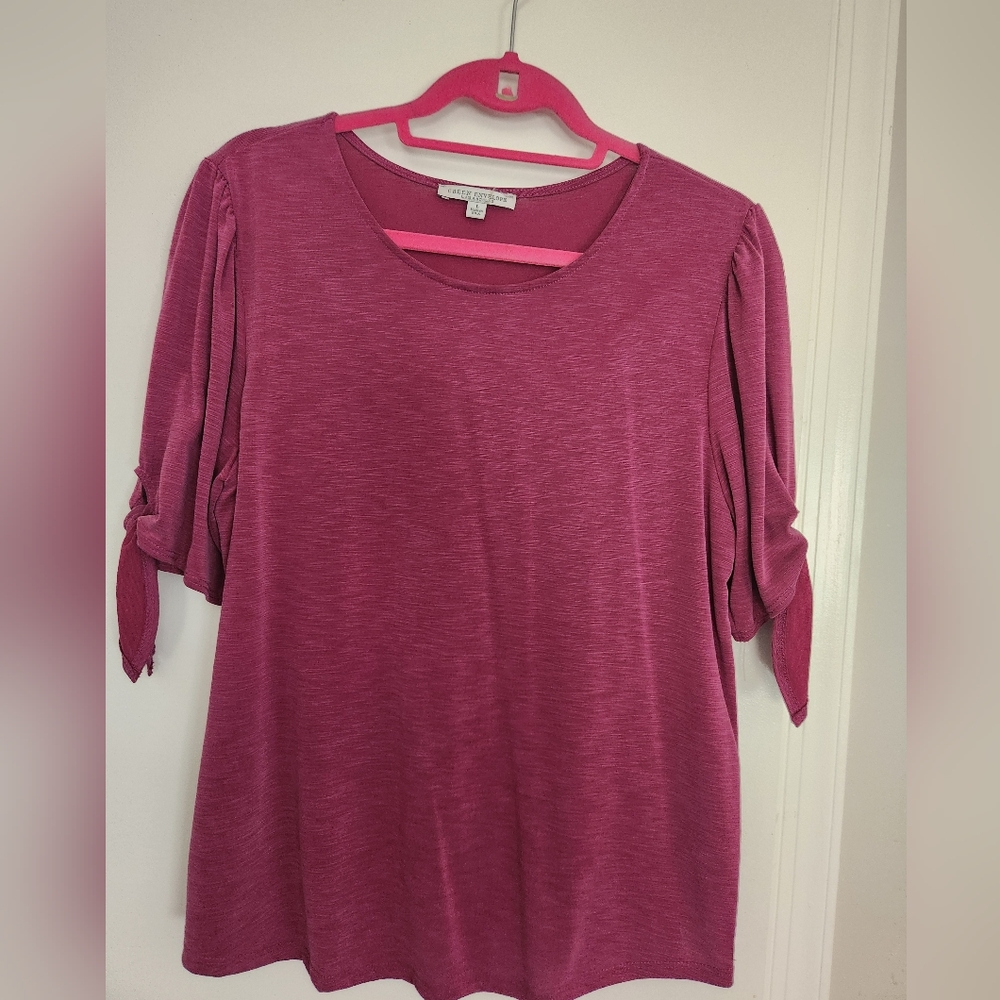 Women's Pink Knit Top By Green Elephant Large